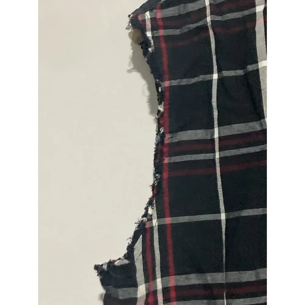Levis Cutoff Sleeveless Shirt Vest Mens M Black Red White Button Down Flannel